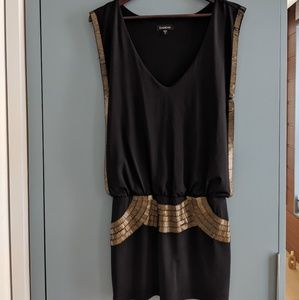 Black and gold mini dress